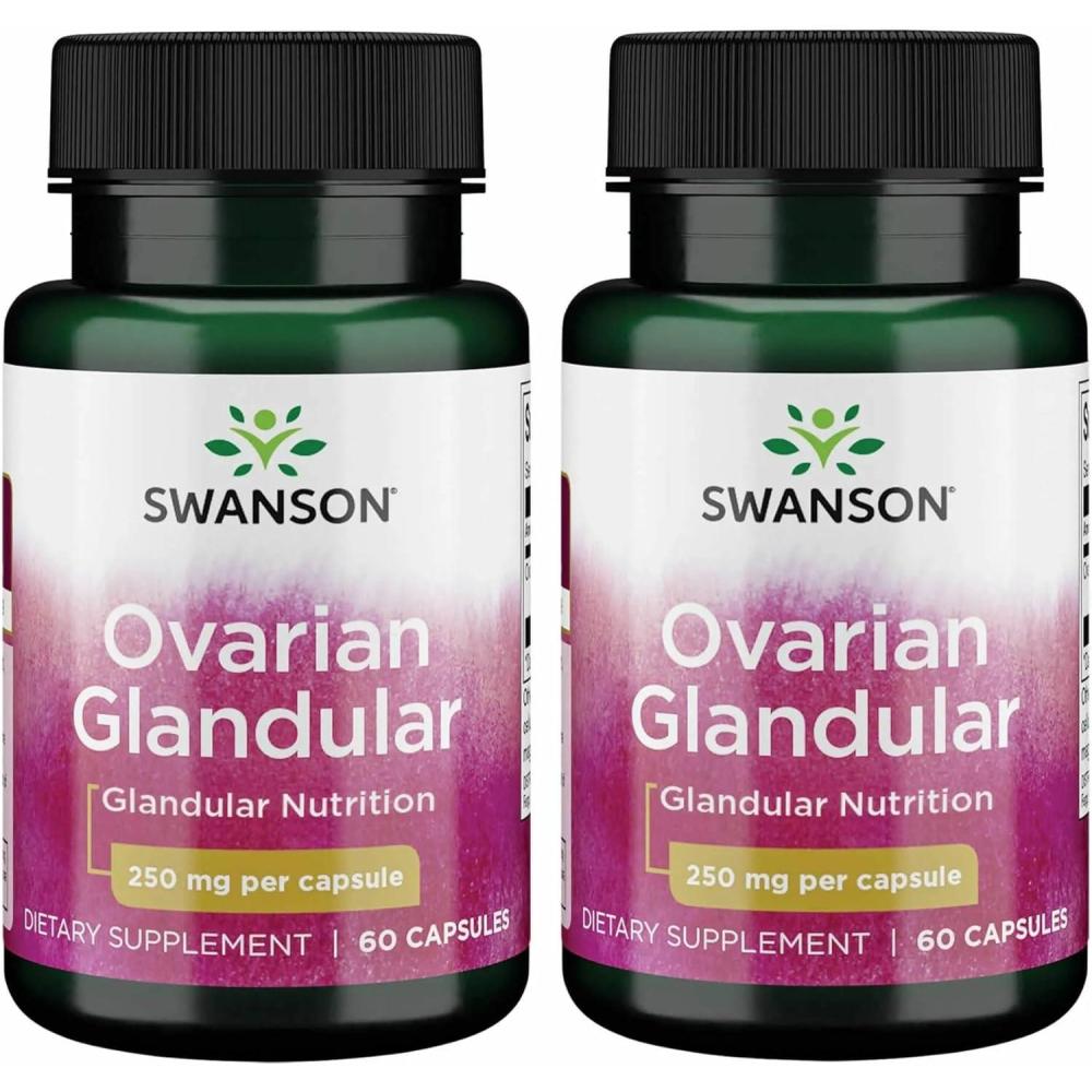 imageSwanson Ovarian Glandular Supplement  Womens Glandular Health and Balance Support  Premium Bovine Tissue  60 Capsules 250mg Each60 Count Pack of 2
