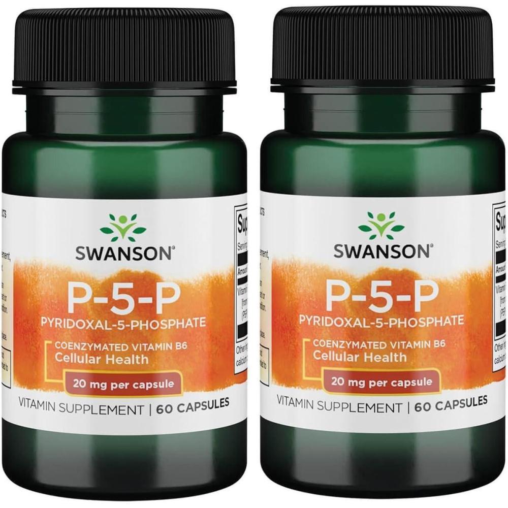 imageSwanson P5P Pyridoxal5Phosphate Coenzymated Vitaminb6 20 Milligrams 60 Capsules 1 Pack30 Count Pack of 2