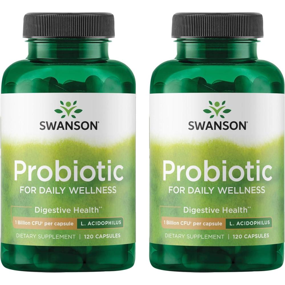 imageSwanson Probiotic  Digestive Health Supplement w 1 Billion CFU per Capsule  Natural Formula Supporting Bowel Regularity ampamp Daily Wellness  120 Capsules120 Count Pack of 2