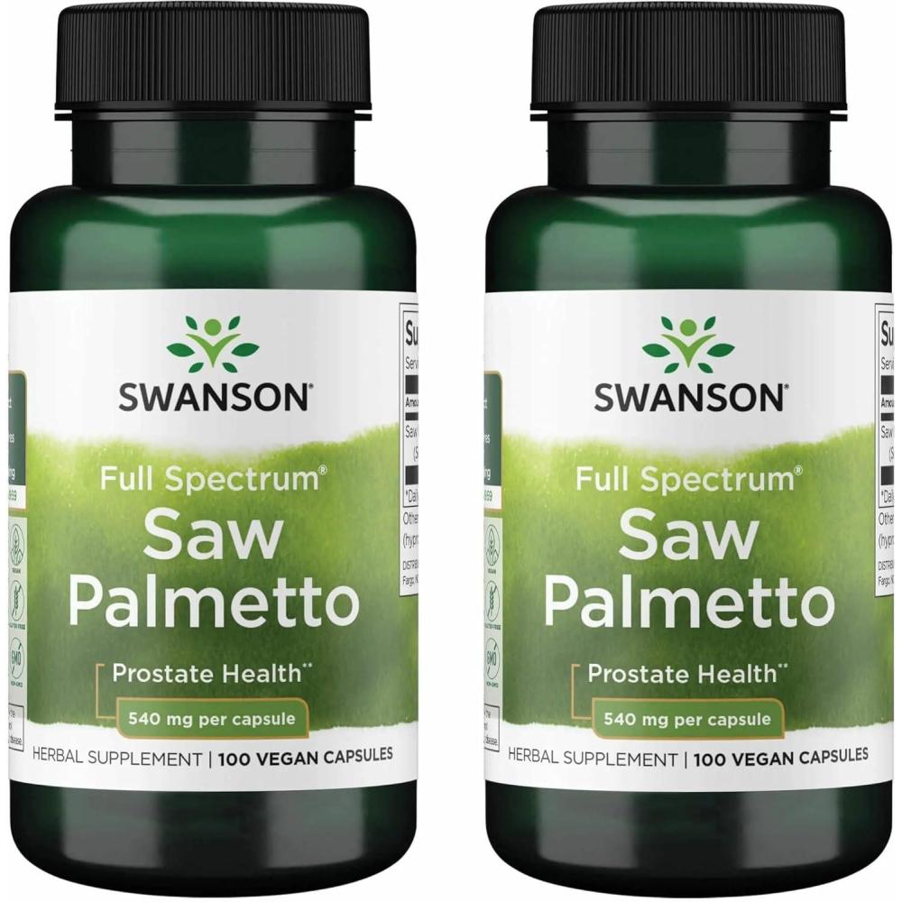 imageSwanson Saw Palmetto  Herbal Supplement Promoting Male Prostate Health Support  Natural Hair Supplement ampamp Urinary Health Support 540 mg 250 Capsules100 Count Pack of 2