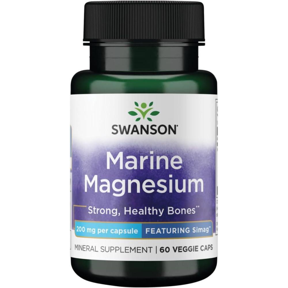 imageSwanson Simag Marine Magnesium 200 Milligrams Elemental 200 Milligrams 60 Veg Capsules