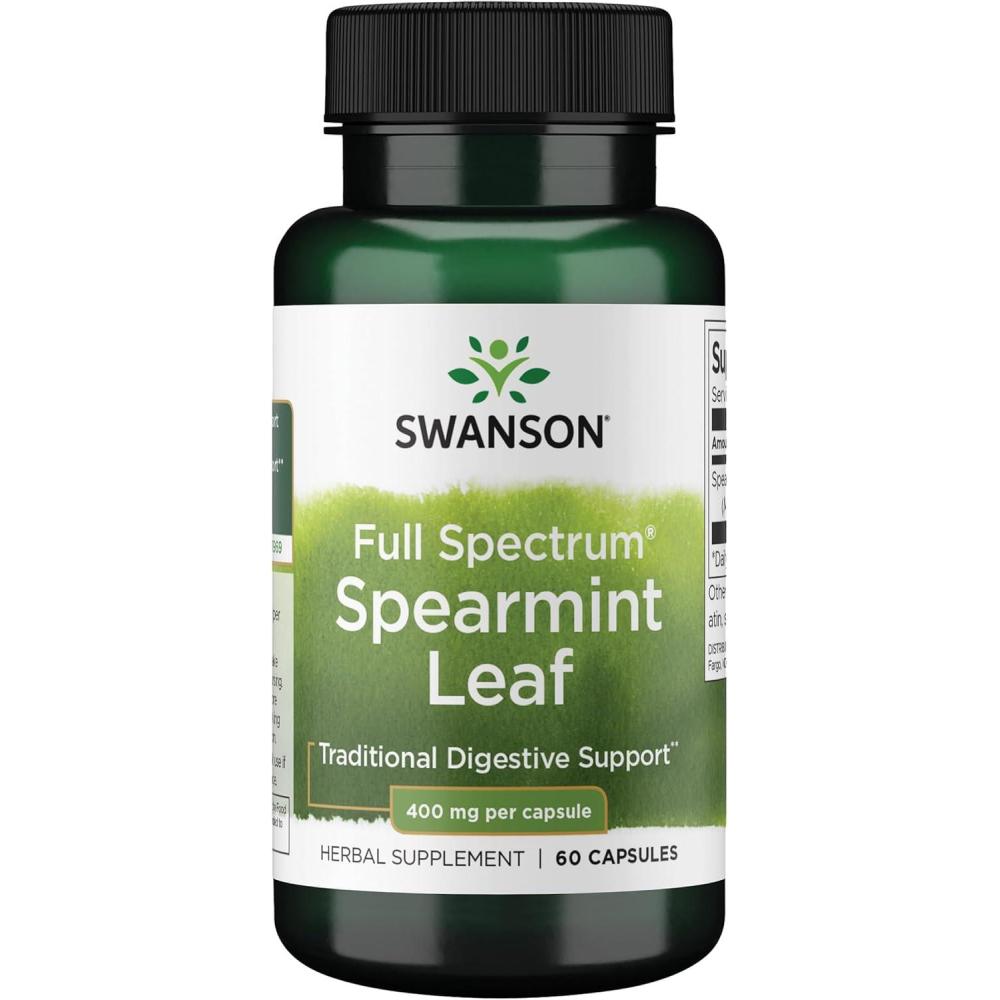 imageSwanson Spearmint Leaf Mentha Spicata  Full Spectrum Herbal Supplement Supporting Digestive Health ampamp Mild Stomach Issues  Natural Formula Supporting Health ampamp Wellness  60 Capsules 400mg Each60 Count Pack of 1