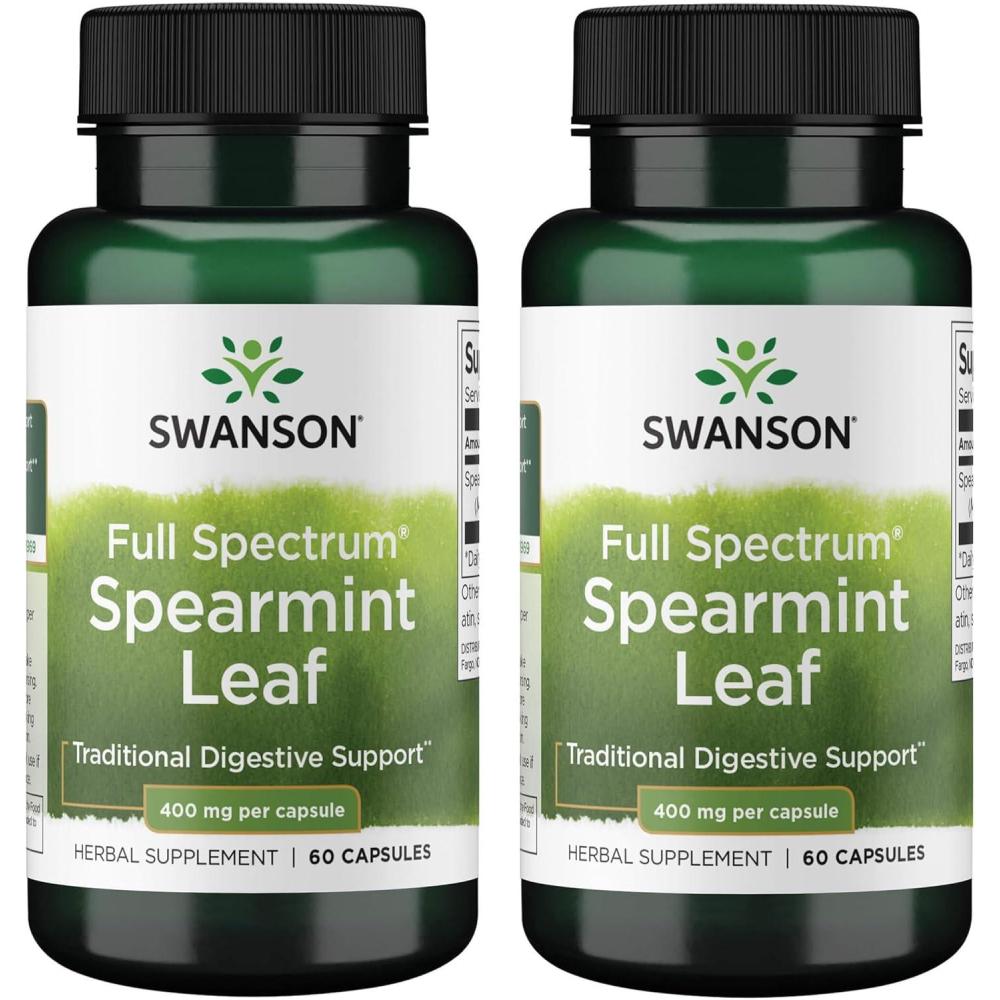 imageSwanson Spearmint Leaf Mentha Spicata  Full Spectrum Herbal Supplement Supporting Digestive Health ampamp Mild Stomach Issues  Natural Formula Supporting Health ampamp Wellness  60 Capsules 400mg Each60 Count Pack of 2