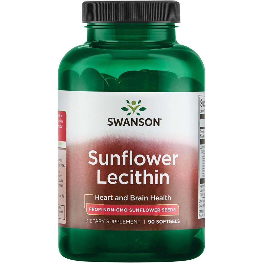 imageSwanson Sunflower Lecithin  Herbal Supplement Promoting Healthy Brain Function  Natural Formula Supporting Heart Health ampamp Healthy Lipid Balance  90 Softgels 1200mg Each