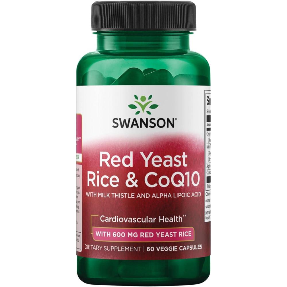 imageSwanson Traditional Red Yeast Rice ampamp CoQ10 with Milk Thistle and Alpha Lipoic Acid 60 Veg Capsules