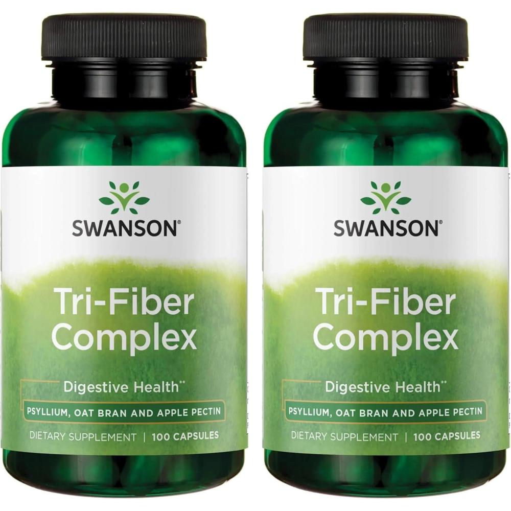 imageSwanson TriFiber Complex  Digestive Health Supplement Made with Psyllium Oat Bran ampamp Apple Pectin  100 Capsules100 Count Pack of 2