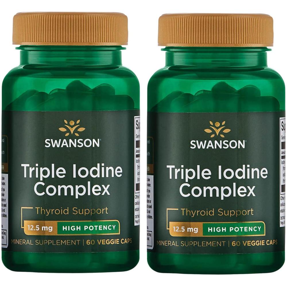 imageSwanson Triple Iodine ComplexNatural Supplement for Vital Thyroid SupportPromotes Metabolic Function Increased Red Blood Cell Production ampamp Heart Health60 Veggie Capsules 125mg Each 1 Pack30 Count Pack of 2
