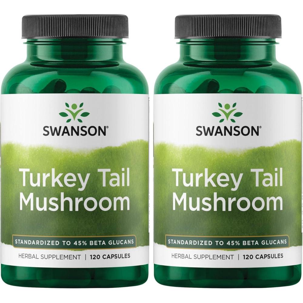 imageSwanson Turkey Tail Mushroom  Herbal Supplement Promoting Immune System ampamp Cellular Health  Natural Formula Promoting Liver Function ampamp Defense  120 Capsules 500 mg 2 Pack