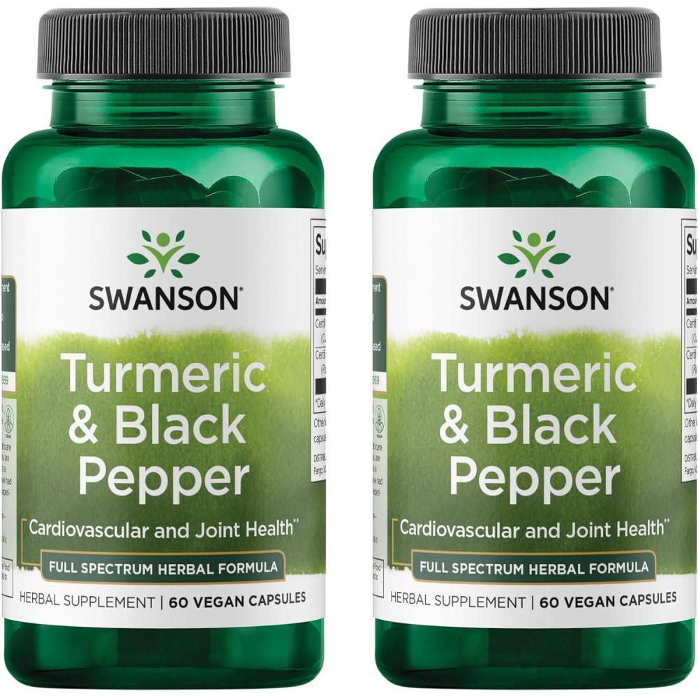 imageSwanson Turmeric ampamp Black Pepper  Organic Joint Health Heart Health Digestion ampamp Liver Support Supplement  Natural Formula for Enhanced Bioavailability ampamp Absorption  60 Veggie Capsules 4 Pack30 Count Pack of 2