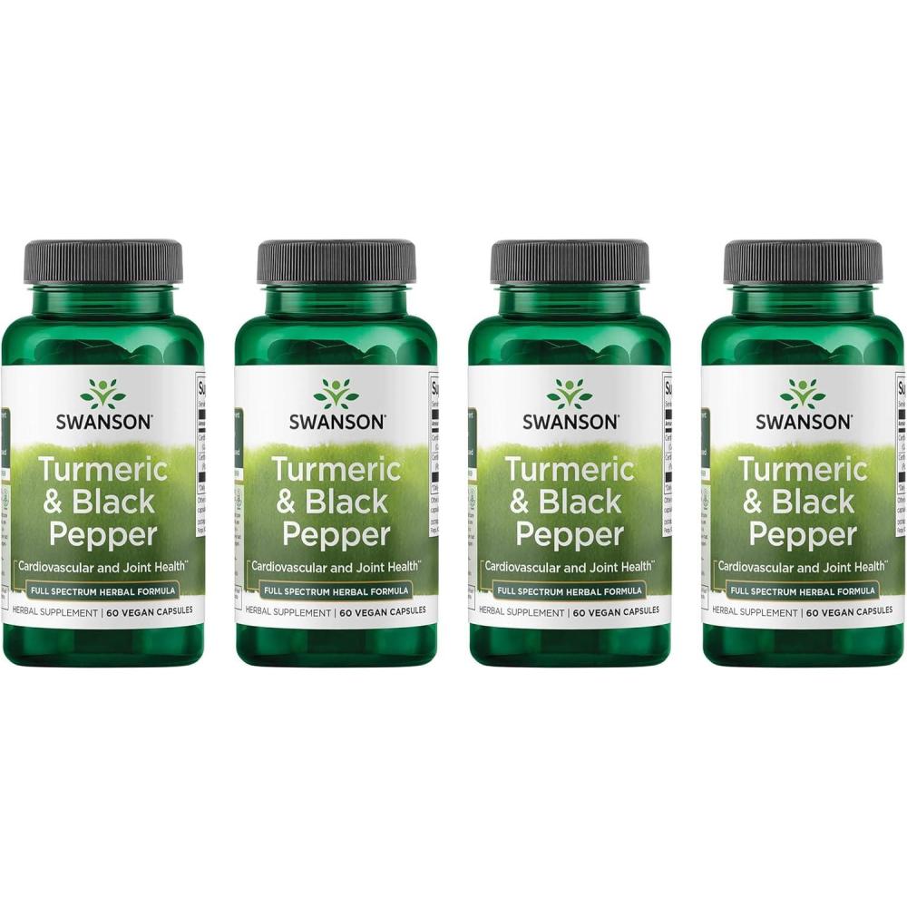 imageSwanson Turmeric ampamp Black Pepper  Organic Joint Health Heart Health Digestion ampamp Liver Support Supplement  Natural Formula for Enhanced Bioavailability ampamp Absorption  60 Veggie Capsules 4 Pack240 Count Pack of 1