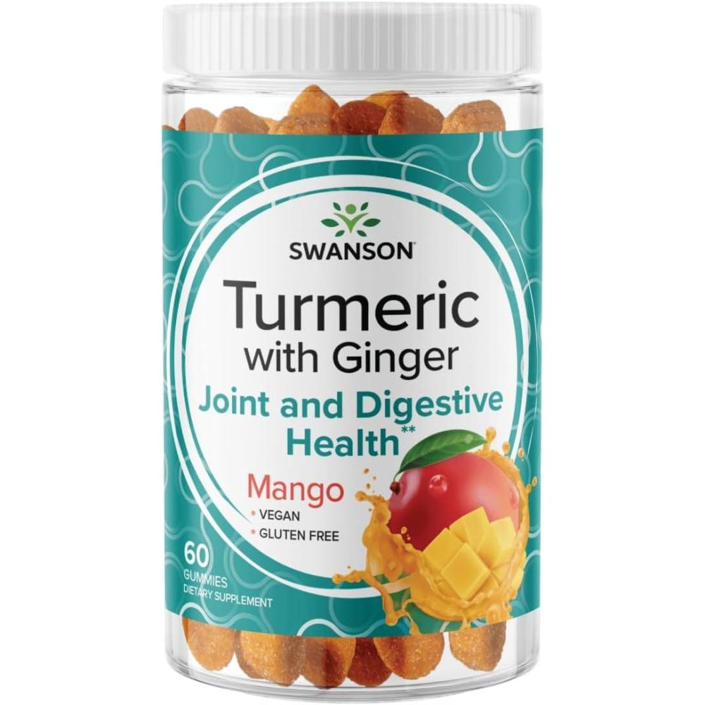 imageSwanson Turmeric with Ginger Gummies  All Natural Supplement Promoting Digestive ampamp Immune System Health  Helps to Support Joint Function ampamp Movement Ability  Mango 60 Gummies
