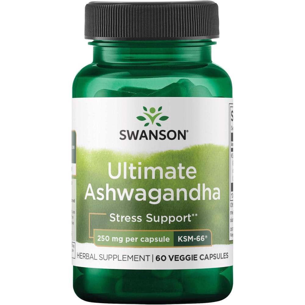imageSwanson Ultimate Ashwagandha KSM66  Herbal Supplement Supporting Healthy Stress Levels ampamp Relaxation  Natural Formula to Promote a Calm ampamp Relaxed Mindset  60 Veggie Capsules 250mg Each60 Count Pack of 1