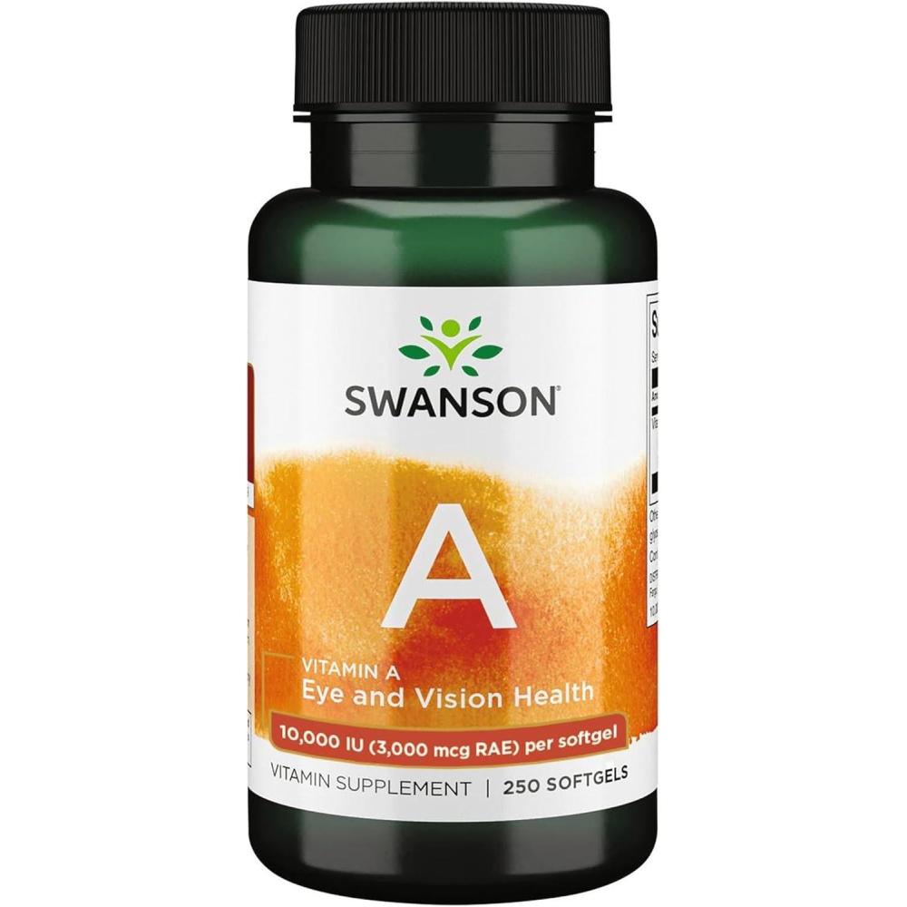 imageSwanson Vitamin A 10000 IU 3000 mcg RAE Natural Nourishment for Bone Skin Health Vision Support ampamp Immune System Function High Absorption Vitamin A 250 Softgels