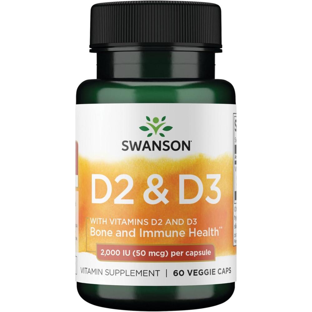imageSwanson Vitamin D Complex with Vitamins D2 ampamp D3  Complete Sunshine Vitamin Complex for Bone Dental ampamp Immune Health  Vitamin Supplement 50 mcg 60 Veggie Capsules60 Count Pack of 1