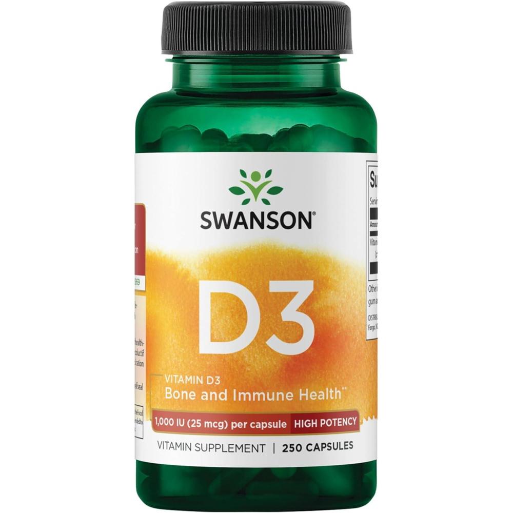imageSwanson Vitamin D3 1000 IU  250 Softgels  Bone Health Immune Support and Muscle Function Supplement
