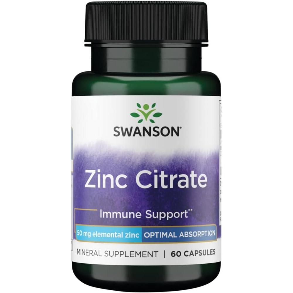 imageSwanson Zinc Citrate  Mineral Supplement Promoting Healthy Vision ampamp Immune System Health  Natural Formula Supporting Overall Wellness  60 Capsules 50mg Each