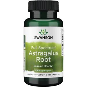 Swanson Astragalus Root – Herbal Supplement Promoting Immune System Support – Natural Formula Supporting Heart & Liver Health – (100 Capsules, 470mg Each)