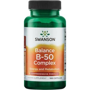 Swanson B-50 Complex – Vitamin Supplement Promoting Energy & Metabolism Support – May Support Heart Health, Memory & Support – (100 Capsules)