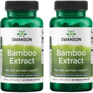 Swanson Bamboo Extract for Hair and Nails Silica Supplement Supports Collagen 300 mg 60 Veggie Capsules(60 Count (Pack of 2))