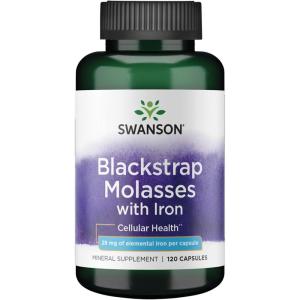 Swanson Blackstrap Molasses – Natural Iron Supplement Promoting Healthy Skin – Premium Wellness Formula – (120 Capsules, 29mg Each)(120 Count (Pack of 1))