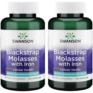 Swanson Blackstrap Molasses – Natural Iron Supplement Promoting Healthy Skin – Premium Wellness Formula – (120 Capsules, 29mg Each)(120 Count (Pack of 2))