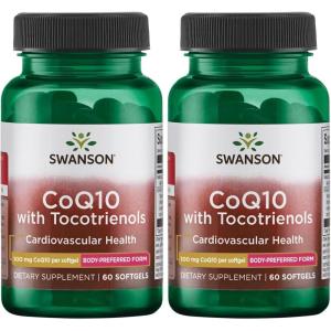 Swanson Coq10 100 Milligrams with 10 Milligrams Tocotrienols 100 Milligrams 60 Sgels(60 Count (Pack of 2))