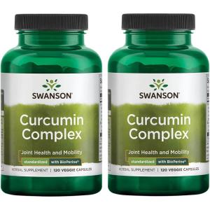 Swanson Curcumin Complex – Herbal Supplement Supporting Joint Health, Mobility & Physical Function – Standardized with BioPerine for Maximum Absorption – (120 Veggie Capsules)(120 Count (Pack of 2))