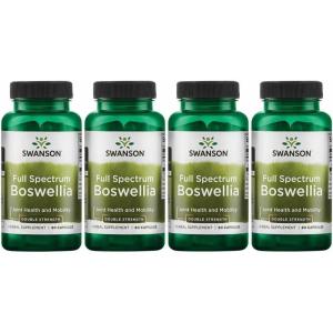 Swanson Double Strength Boswellia – Ayurvedic Herb for Joint Flexibility & Mobility Support – Boswellia Serrata Resin – (60 Capsules, 800mg Each)(60 Count (Pack of 4))