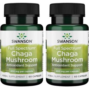 Swanson Full Spectrum Chaga Mushroom Antioxidant Immune Support 400 Milligrams 60 Capsules 2 Pack