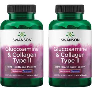 Swanson Glucosamine & Collagen Type II – Featuring BioCell Collagen 90 Capsules (2 Pack)