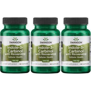 Swanson Indole-3-Carbinol with Resveratrol – I3C Supplement Promoting Cellular Protection – Natural Supplement to Help Maintain Healthy Hormone Balance – (60 Capsules, 200mg Each)(60 Count (Pack of 3))