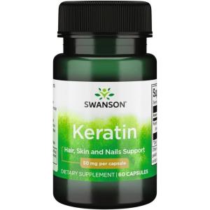 Swanson Keratin (from Tibetan Wool) – Natural Supplement Promoting Healthy Joints, Hair, Skin & Nails – Helps Nourish Healthy Connective Tissues – (60 Capsules, 50mg Each)(60 Count (Pack of 1))