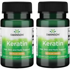 Swanson Keratin (from Tibetan Wool) – Natural Supplement Promoting Healthy Joints, Hair, Skin & Nails – Helps Nourish Healthy Connective Tissues – (60 Capsules, 50mg Each)(60 Count (Pack of 2))