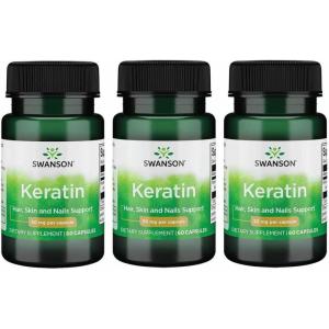 Swanson Keratin (from Tibetan Wool) – Natural Supplement Promoting Healthy Joints, Hair, Skin & Nails – Helps Nourish Healthy Connective Tissues – (60 Capsules, 50mg Each)(60 Count (Pack of 3))