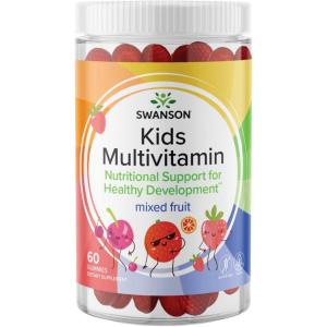 Swanson Kids Mixed Fruit Multivitamin Gummies – Daily Wellness Support for Children – Formula for Healthy Growth and Development – 60 Gummies