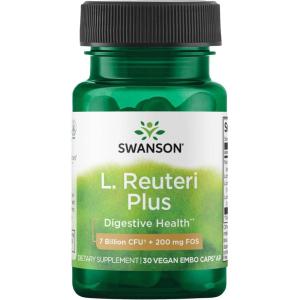 Swanson L. Reuteri Probiotic Plus w/L. Rhamnosus L. Acidophilus & FOS Prebiotic Digestive Support – Promotes Gut Health w/ 7 Billion CFU per Capsule – (30 Veggie Capsules)(30 Count (Pack of 1))
