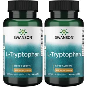 Swanson L-Tryptophan – Amino Acid Supplement – Rest & Relaxation – (60 Capsules, 500mg Each)(60 Count (Pack of 2))
