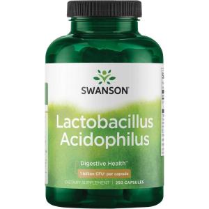 Swanson Lactobacillus Acidophilus – Probiotic Supplement Supporting Digestive Health with 1 Billion CFU Per Capsule – Promotes Bowel and GI Tract Health – (250 Capsules)(250 Count (Pack of 1))