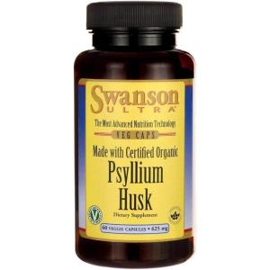 Swanson Made with Certified Organic Psyllium Husk 625 Milligrams 60 Veg Capsules