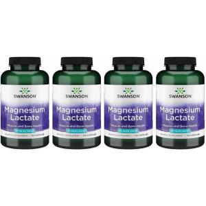 Swanson Magnesium Lactate – Mineral Supplement Promoting Muscle and Bone Health Support – Lactose-Free Lactate Mineral Form for Gentle Absorption – (120 Capsules, 84mg Each)(120 Count (Pack of 4))