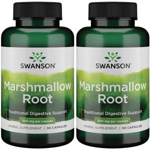 Swanson Marshmallow Root Healthy Supports Respiratory Function Digestive Support 500 Milligrams 90 Capsules (2 Pack)