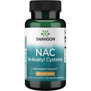 Swanson NAC N-Acetyl Cysteine Antioxidant Liver Support & Amino Acids Supplement 600 mg 100 Capsules