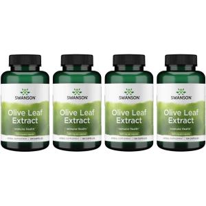 Swanson Olive Leaf Extract Capsules with 20% Oleuropein – (120 Capsules, 500mg Each) 2 Bottles(120 Count (Pack of 4))