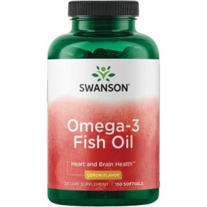 Swanson Omega 3 Fish Oil Supplement Heart Brain and Joint Support GMO-Free EFAs 180 mg EPA Plus 120 mg DHA 150 Softgel Capsules Lemon Flavor(150 Count (Pack of 1))