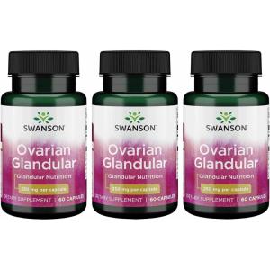Swanson Ovarian Glandular Supplement – Women’s Glandular Health and Balance Support – Premium Bovine Tissue – 60 Capsules, 250mg Each(60 Count (Pack of 3))