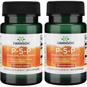 Swanson P-5-P (Pyridoxal-5-Phosphate) Coenzymated Vitaminb-6 20 Milligrams 60 Capsules (1 Pack)(30 Count (Pack of 2))