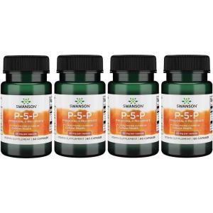 Swanson P-5-P (Pyridoxal-5-Phosphate) Coenzymated Vitaminb-6 20 Milligrams 60 Capsules (1 Pack)(60 Count (Pack of 4))