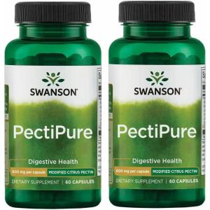 Swanson PectiPure Modified Citrus Pectin-Supports Digestive Health and Cellular Health-Delivers Minimum of 82% Galacturonic Acid-Natural Wellness Supplement (60 Capsules, 600mg Each) 2 Pack(60 Count (Pack of 2))