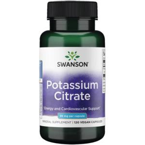 Swanson Potassium Citrate – Mineral Supplement Promoting Heart Health & Energy Support – Aids Optimal Nerve & Kidney Function with Natural Ingredients – (120 Capsules, 99mg Each) (2 Pack)(120 Count (Pack of 1))