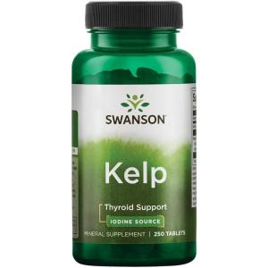 Swanson Premium Brand Kelp – Natural Iodine Source Supporting Thyroid Health – Mineral Supplement w/Iodine Source Standardized 0.4% – (250 Tablets, 225mcg Each)(250 Count (Pack of 1))